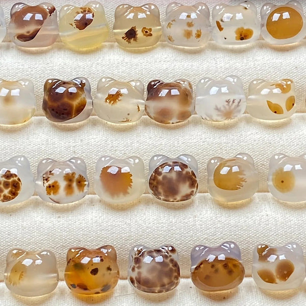 Natural Agate Cat Head Bead – Milky White