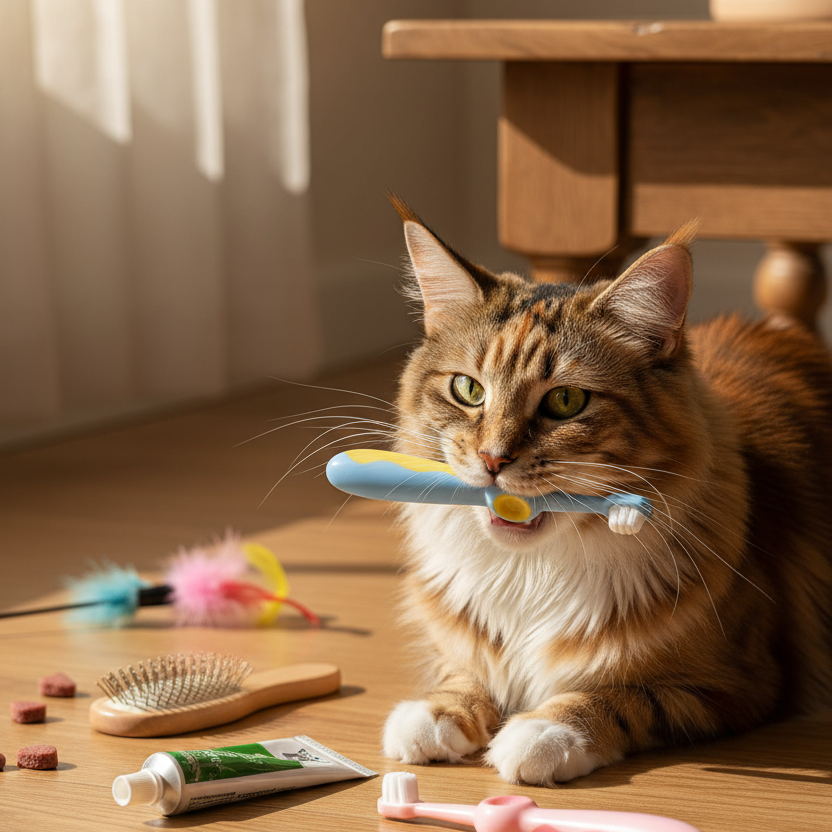 Cat Soft Bristle Toothbrush - Gentle Oral Care, Anti-Shedding Bristles