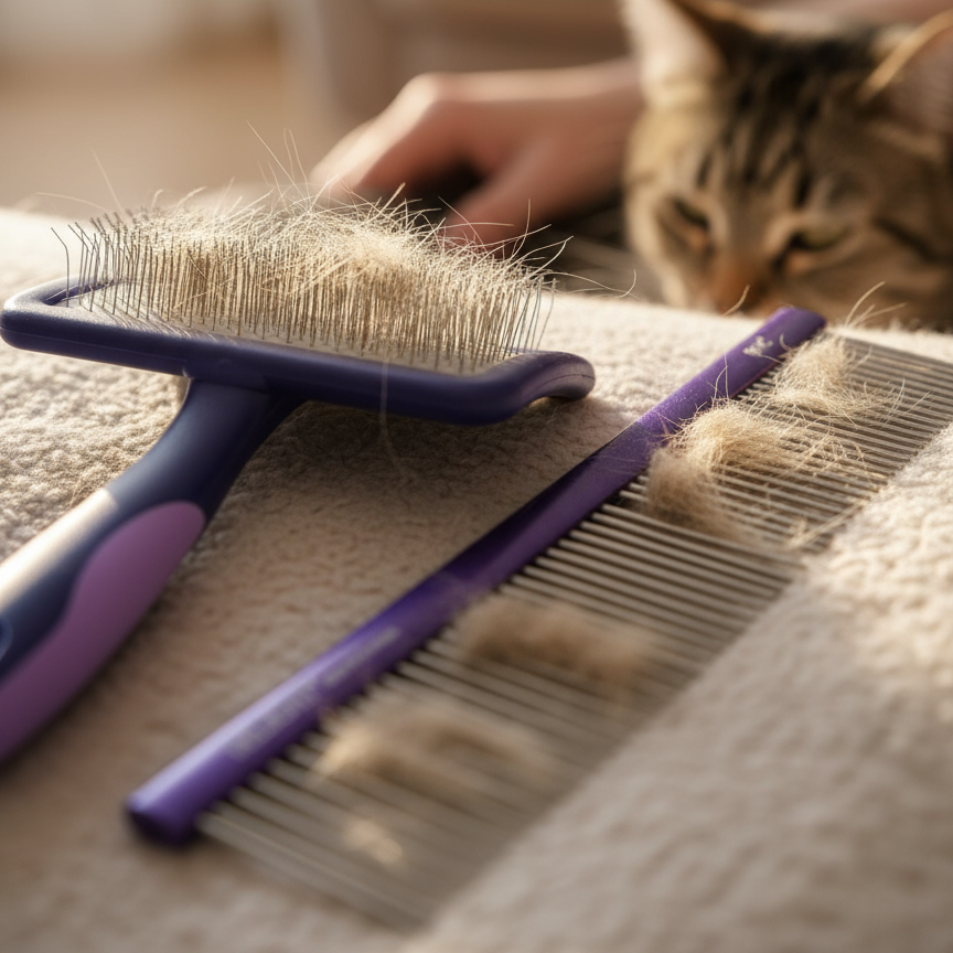 Pet Comb Set (Soft Pin Comb + Rake Comb)
