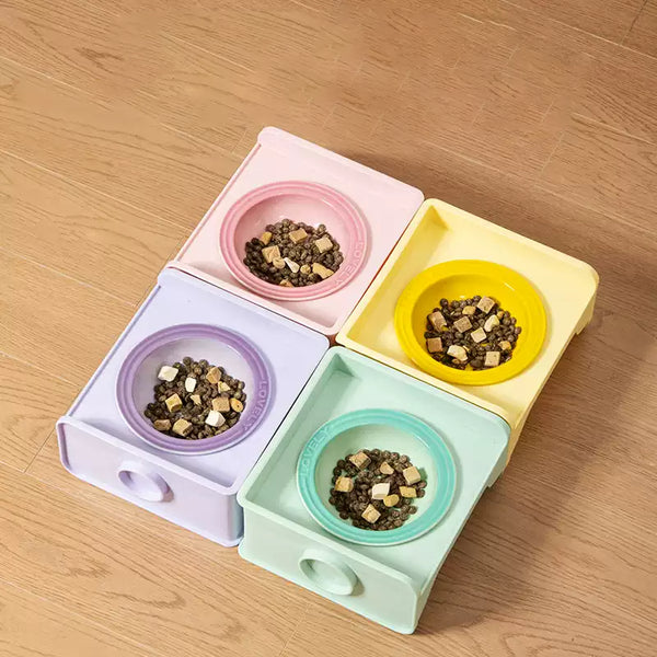 Square Dual-Ceramic Cat Bowl Set - Anti-Tip, Leak-Proof