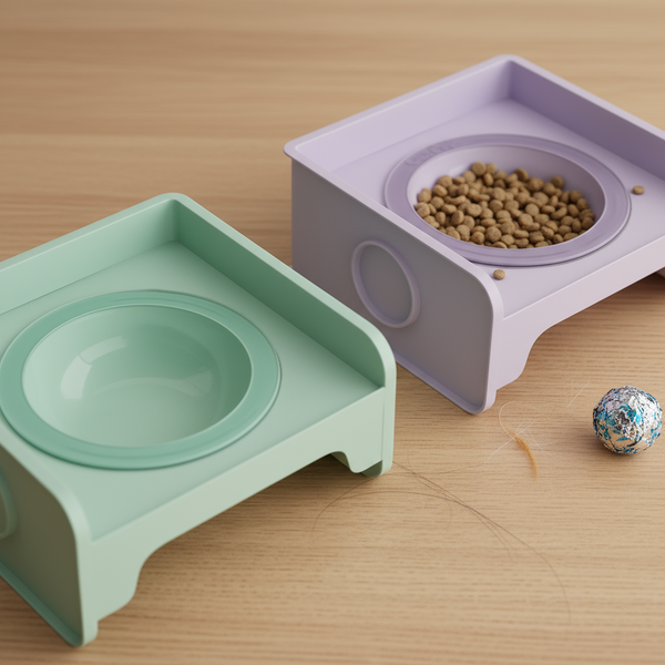 Square Dual-Ceramic Cat Bowl Set - Anti-Tip, Leak-Proof